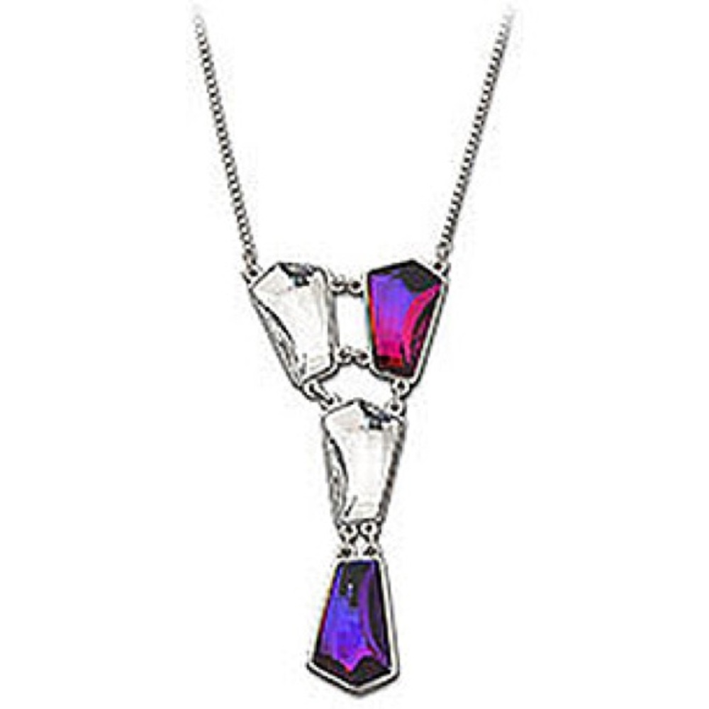 RARE Swarovski Silver and Purple Crystals Necklace